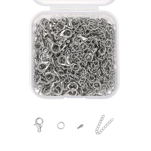 Kit fai-da-te per gioielli con chiusure a moschettone e anellini in scatola trasparente