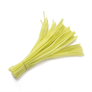 Macro shot of fluffy bright green pipe cleaners for DIY craft handmade flower projects