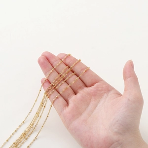Fine gold-plated 1.8mm O-chain with small beads for DIY jewelry making accessories