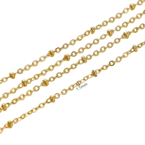 1.5mm gold-plated cable chain with beads for DIY jewelry making accessories