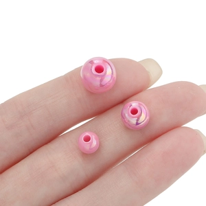 Perline rotonde in acrilico rosa AB da 6/8/10mm per la creazione di gioielli DIY