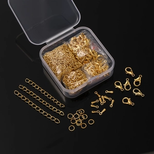 Kit creazione gioielli fai-da-te con fermagli a moschettone dorati e anelli aperti