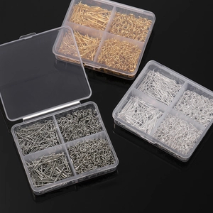 Kit Accesorios Joyería Hechos a Mano Caja Alfileres de Ojo Alfileres de Cabeza Anillos de Salto Cadenas Extensión DIY Metal