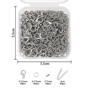 Kit fai-da-te per gioielli con chiusure a moschettone, anellini e catene in scatola