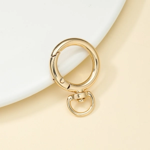 Polished gold zinc alloy swivel spring snap hook for DIY keychains and bag hardware