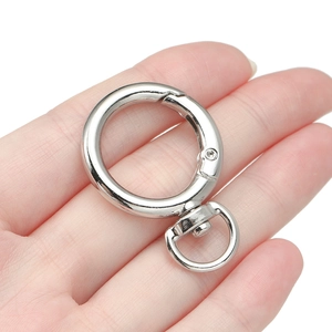 Polished silver zinc alloy swivel spring O-ring clasp for DIY handbags and keychains