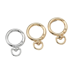 Rotating zinc alloy spring ring hooks in silver, gold, and light gold for DIY bags