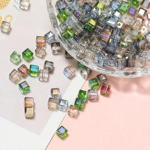 Faceted Glass Cube Beads Transparent Crystal Square Spacer Beads For DIY Jewelry Making Accessories Handmade Craft Material