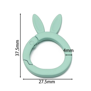 Mint green bunny shaped spring ring with dimensions 37.5mm by 27.5mm for DIY keychains
