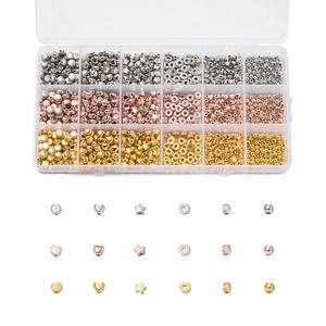 Set dettagliato da 18 griglie con perline CCB a cuore e stella in oro, argento e oro rosa