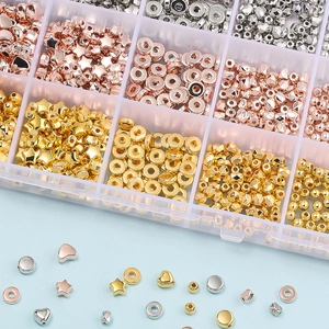 Set fai-da-te con perline oro argento e rosa in una scatola portaoggetti a 24 griglie