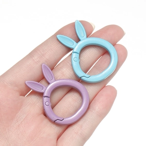 Matte finish bunny ear spring ring clips in light blue and purple for DIY keychains