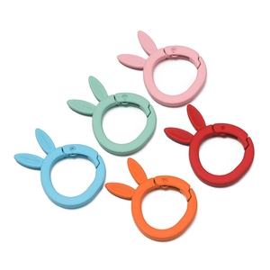 Colorful rabbit-eared spring ring buckles in matte finish for DIY keychain accessories