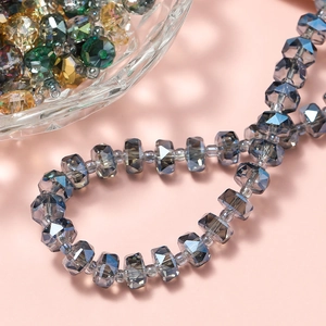 Faceted Glass Crystal Beads Rhombus Wheel Shape Loose Beads For DIY Jewelry Making Accessories Bracelet Necklace Craft Supplies