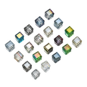 6mm square faceted crystal glass beads in various colors for DIY jewelry making and crafts