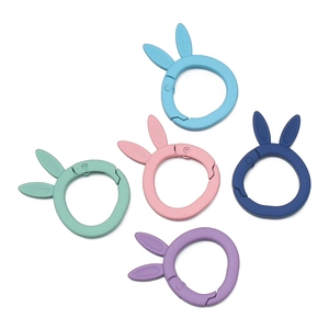 Set of five colorful matte alloy rabbit ear spring ring clasps for DIY bag accessories