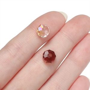 Faceted crystal glass beads for DIY jewelry making in clear AB and deep red color