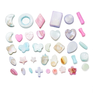Colorful shell beads in heart, star, and moon shapes for DIY jewelry making