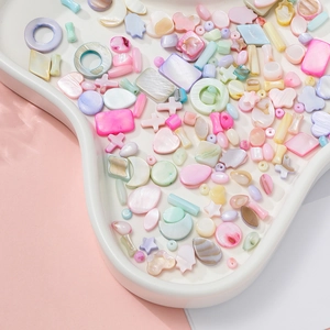 Colorful macaron acrylic beads in heart and star shapes for DIY jewelry making