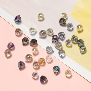 Faceted Glass Teardrop Beads DIY Jewelry Making Crystal Sparkle Water Drop Loose Beads Electroplated AB Coating Craft Accessories
