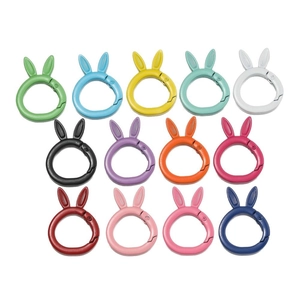 Matte alloy rabbit spring ring buckles in 13 various colors for DIY keychains