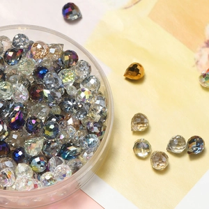 Macro shot of 6x7mm faceted crystal teardrop beads for DIY jewelry making crafts