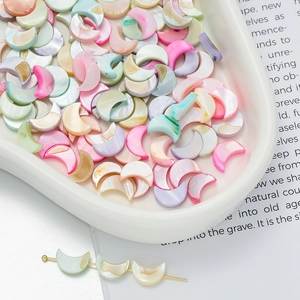 Colorful crescent moon charms with shell luster for DIY jewelry making and phone chains