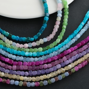 Cuentas cuadradas de ágata de colores de 5,5 mm en piedra natural para creación de joyas DIY