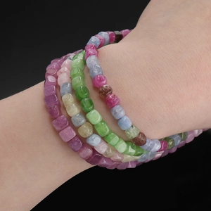 Pulseras de piedras naturales multicolor con cuentas cuadradas para un estilo DIY único