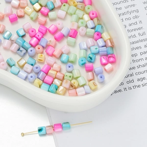 Colorful cylindrical shell-textured beads for DIY craft and handmade phone chains