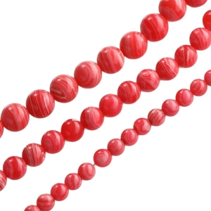 Polished red marble texture synthetic agate round beads for DIY jewelry making