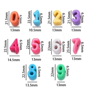 Detailed size specifications for colorful acrylic number beads with large holes for DIY jewelry