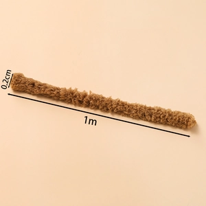 Macro detail of 2cm thick brown plush pipe cleaner, 1m long for DIY craft projects