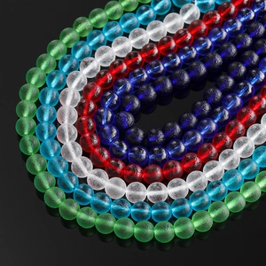 Detail of 6-10mm matte glass beads in multiple colors for DIY jewelry making