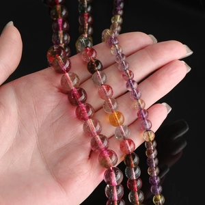 Polished colorful translucent round glass crystal beads strands for DIY jewelry making