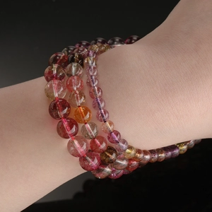 Multi-colored natural ghost crystal round beads bracelet for DIY jewelry making accessories