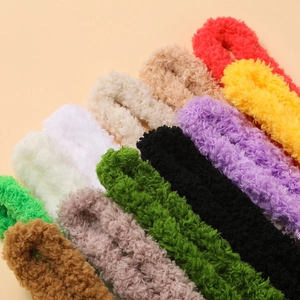 2cm plush colorful hair ties set made of soft lamb wool with elastic rubber bands