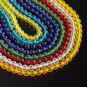Macro shot of 6-10mm matte glass beads in vibrant colors for DIY jewelry making