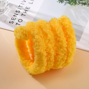 Plush 2cm thick coral fleece craft stick in bright yellow, 1m long for DIY creative projects