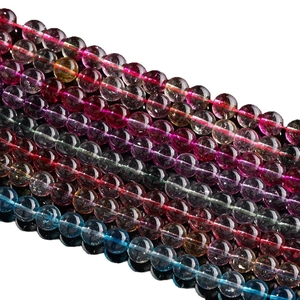 Polished colorful phantom crystal round beads for DIY jewelry making and beadwork