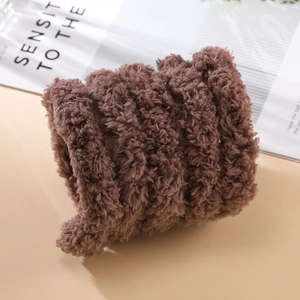Close-up of thick 2cm brown plush coral velvet texture for DIY craft materials