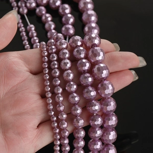 Facettierte lila Perlenimitate in verschiedenen Größen für DIY-Schmuck und Halsketten