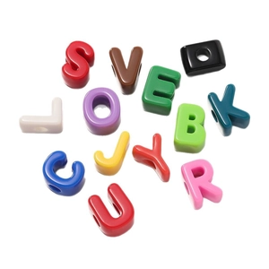 Set of colorful 3D acrylic alphabet beads with large holes for DIY jewelry making