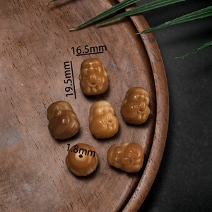 Carved amber-toned Bodhi Buddha beads 19.5x16.5mm for DIY vintage jewelry making