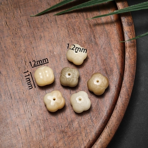 Carved Bodhi root flower beads 12x11mm for DIY jewelry making in a set of six pieces