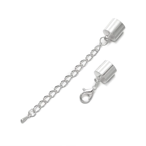 Zilveren DIY-kettingset met kreeftensluiting, eindkapjes en verlengketting detail