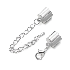 Zilveren koordvinden met karabijnsluiting en verlengketting voor DIY-halskettingen