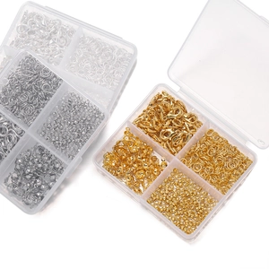 DIY jewelry making kit with gold and silver lobster clasps, jump rings and crimp beads