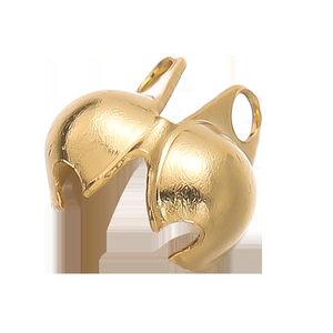 Polished gold-plated stainless steel calotte ends for DIY jewelry making sets