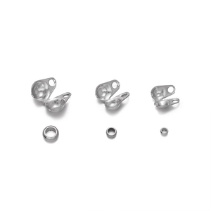 Three sizes of stainless steel bead tips and crimp beads for DIY jewelry making